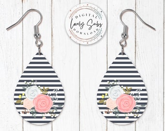 Sublimation Earring Designs PNG, Teardrop Instant Digital Download, Earring Blanks Design, Printable