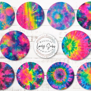 TieDye Car Coaster Bundle, Sublimation Design, Digital PNG File Digital Download