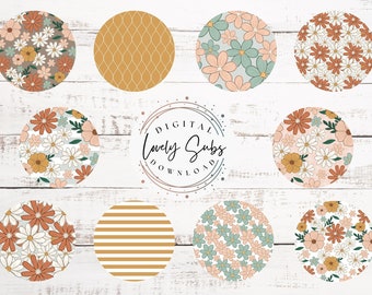 Paquete de posavasos florales, archivo PNG digital, descarga instantánea, diseño de sublimación, gráfico imprimible, accesorios para automóviles