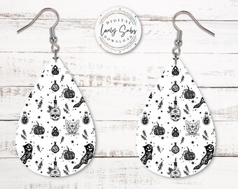 Halloween Sublimation Ohrring PNG, Tropfen Instant Digital Download, Ohrring Rohlinge Design