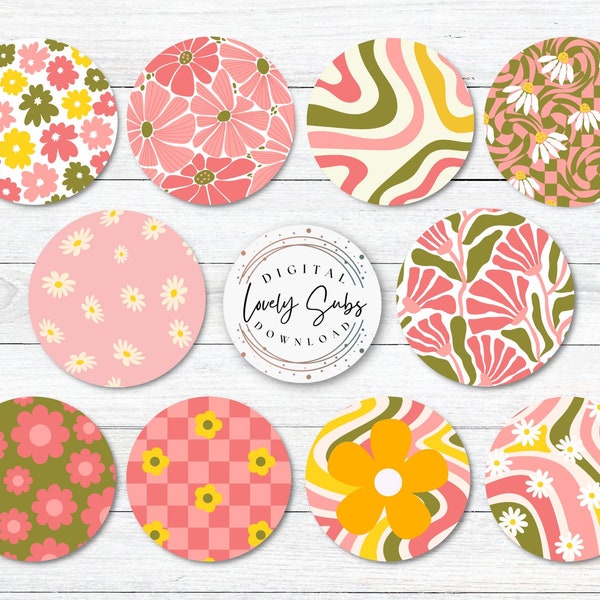 Floral Coaster Bundle, Digital PNG File, Instant Download, Sublimation Design, Printable Graphic, Car Accessories