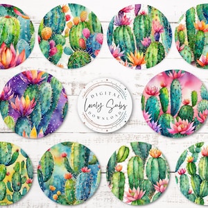 Cactus Coaster Bundle, Digital PNG File, Instant Download, Sublimation Design, Printable Graphic, Car Accessories