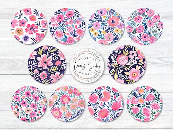 Floral Coaster Bundle, Digital PNG File, Instant Download, Sublimation Design, Printable Graphic, Car Accessories