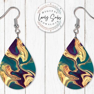 Sublimation Boucles d’oreilles Designs PNG, Paint Pour Pattern Teardrop Instant Digital Download, Earring Blanks Design, Imprimable