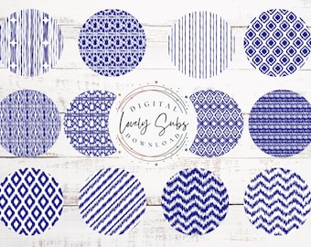 Blue and White Car Coaster Bundle, Digital PNG File, Instant Download, Sublimation Design, Printable Graphic, Car Accessories
