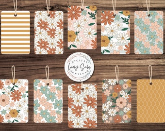 Floral Car Freshener Bundle, Digital PNG File, Instant Download, Sublimation Design, Printable Graphic, Car Accessories
