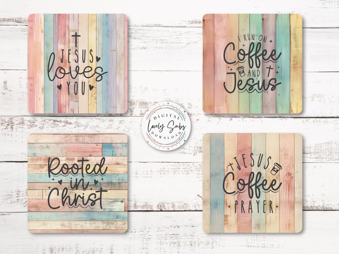 4 Square Jesus Car Coaster Bundle, Digital PNG File, Instant Download ...