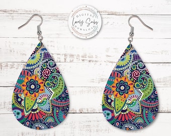 Sublimation Earring Designs PNG, Teardrop Instant Digital Download, Earring Blanks Design, Printable