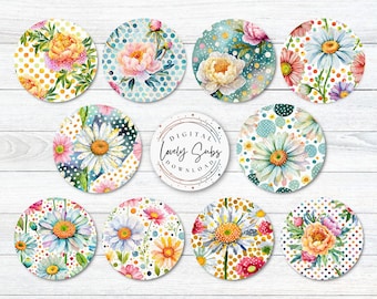 Floral Coaster Bundle, Digital PNG File, Instant Download, Sublimation Design, Printable Graphic, Car Accessories