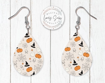 Halloween Sublimation Earring Designs PNG, Teardrop Instant Digital Download, Earring Blanks Design