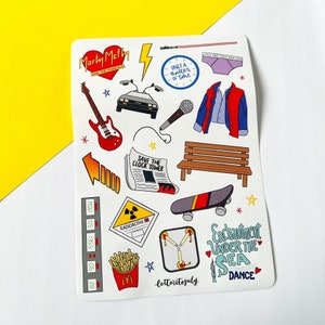 Back to the Future op muziek geïnspireerde doodles (A5 stickervel)