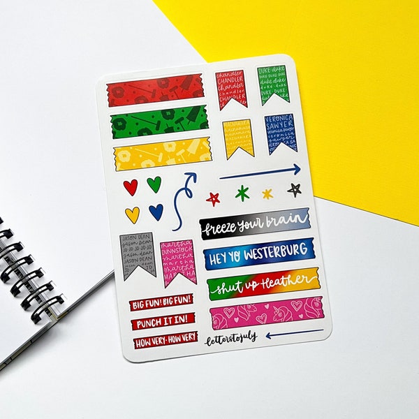 Heathers Inspired Journal and Washi Tape Stickers (Musical Theatre Gifts, Stagey, Bullet Journal Decorations, Journal Page Fillers)