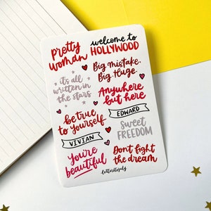 Folha de adesivos inspirados em Pretty Woman, a música