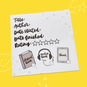 Mini Book Review Memo Pad (Square Notepad, Book Journal, Book Tracker, Bullet Journal, Reading Journal)