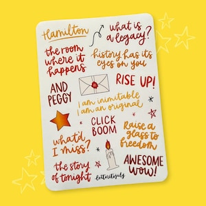 Hamilton Inspired Sticker Sheet