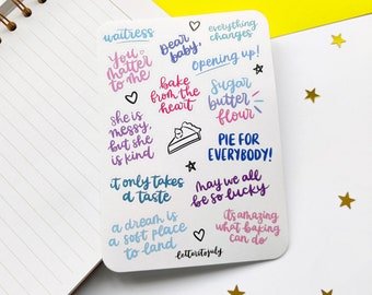 Waitress the Musical Inspired Sticker Sheet