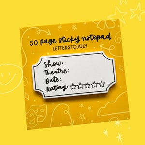 Memoblok voor minitheaterrecensie (vierkant notitieblok, plakboek theaterjournaal, showtracker, Bullet Journal)