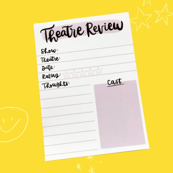 A6 Theatre Review Notepad (Theatre Journal, Musical Show Tracker, Bullet Journal)