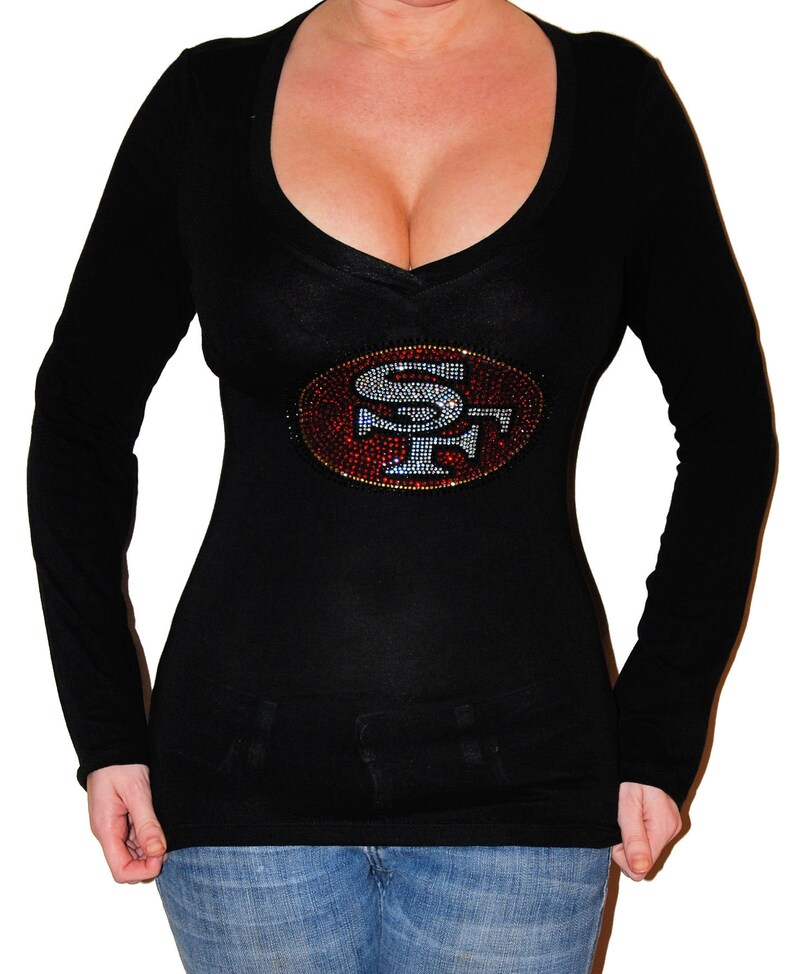 San Francisco 49ers bling rhinestone stretchy tshirt Etsy