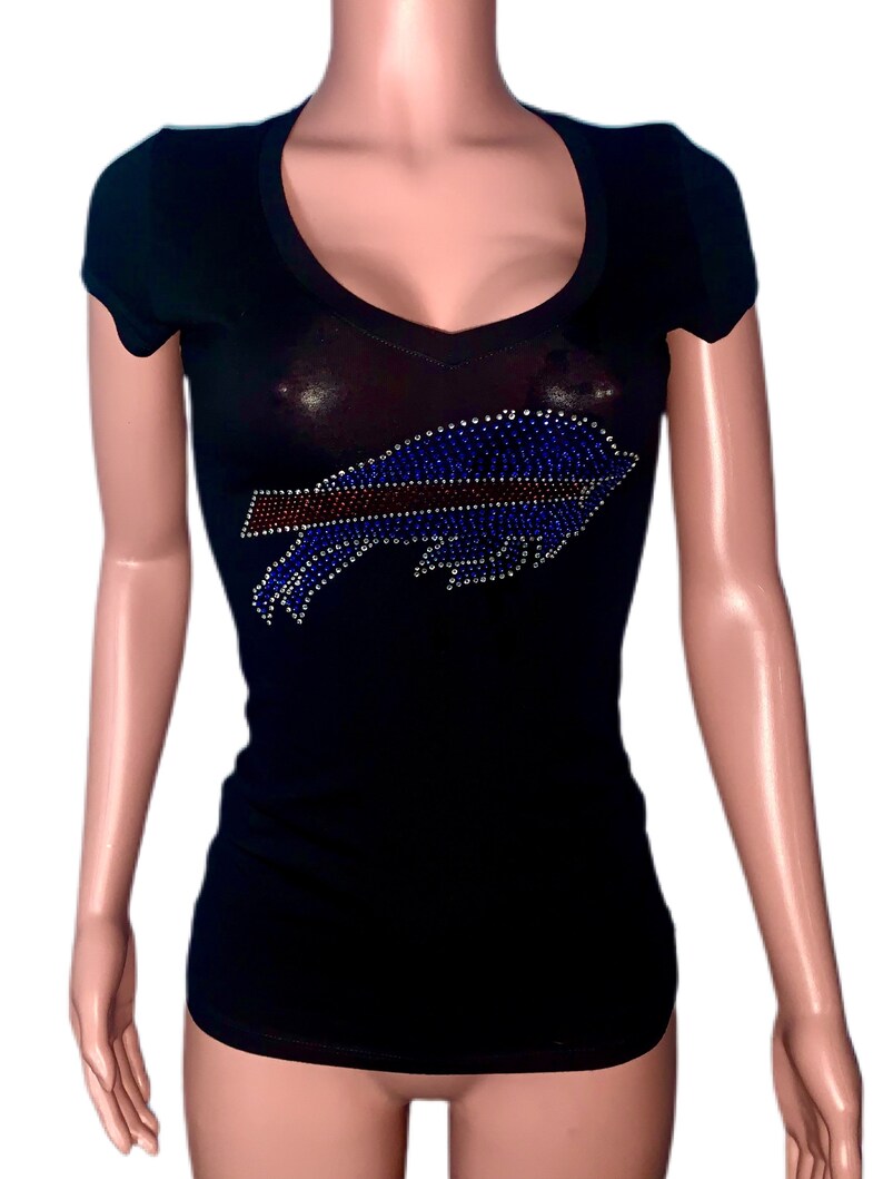 Buffalo Bills bling rhinestone stretchy tshirt top long Etsy