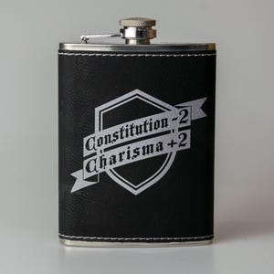 Stat Booster Flask | D&D Steel Flask | Dungeons and Dragons Gift