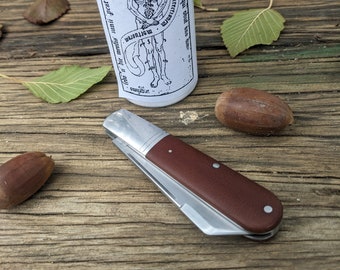 Handmade barlow pocket knife, micarta handles, 440c sheepsfoot blade.