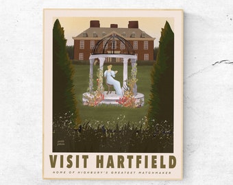 Digital Download, Emma Jane Austen Visit Hartfield Vintage Travel Poster