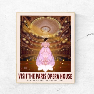 Digital Download, The Phantom of the Opera Visit the Paris Opera House Vintage Travel Poster Digital Art Print