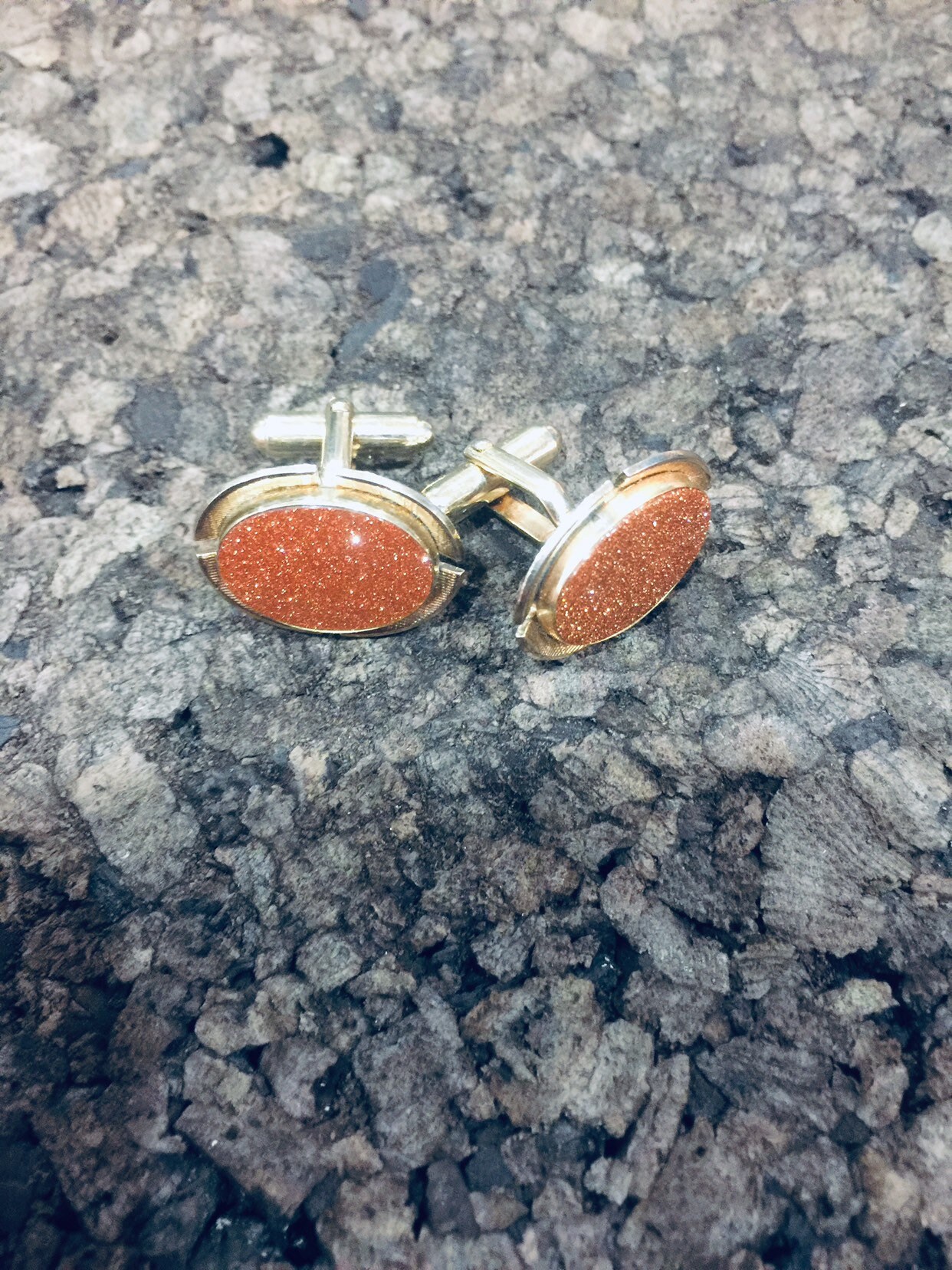 Vintage orange sparkly cuff links Etsy