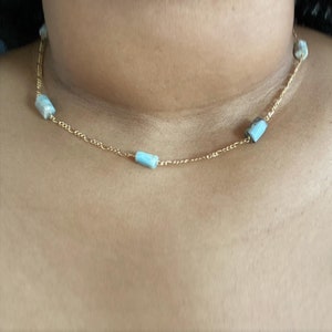16K Goddess Larimar Choker | Crystal Jewelry | Handmade Jewelry | Modern Necklace | Unique Jewelry | Metaphysical Shop | Gifts |
