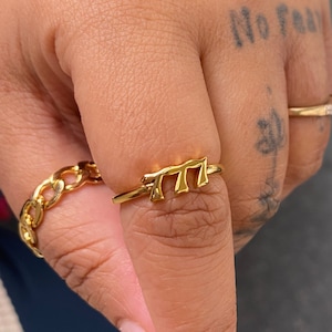Heard You Ring . Angel numbers Stackable ring . Ring layering . Unique ring . Gold rings . Ring stack . 777 . 444 . 888. Dainty