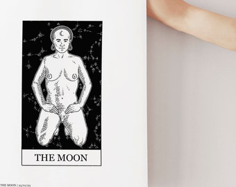 Transgender Tarot Art Print | The Moon | Line Art Illustration | Perfect gift for him, gift for her, gift for them