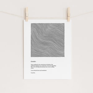 Transgender Art Print | Gender Pattern & Poetry | Line Art Illustration | Perfect gift for him, gift for her, gift for them