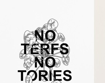 Transgender Political Post Card | No Terfs No Tories | A6 Hand Drawn Minimalist Post Card