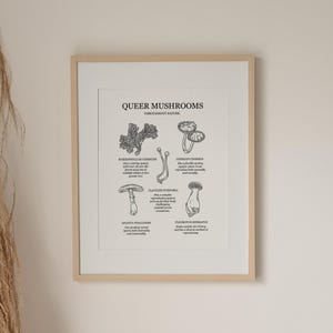 Mushroom Botanical Art Print | Cottagecore Nature Wall Art | Gift for Them Her Him | Queer Home Decor
