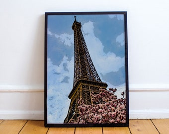 Eiffel Tower Print, Eiffel Tower Digital Art Print, Paris Printable Design, Photography, French Wall Art, Downloadable Artwork, Art, France