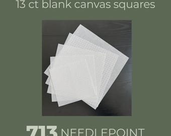 13ct Needlepoint Canvas Squares – Hand‑Cut White Mesh Canvas for Stitching, Multiple Sizes, Craft Supplies