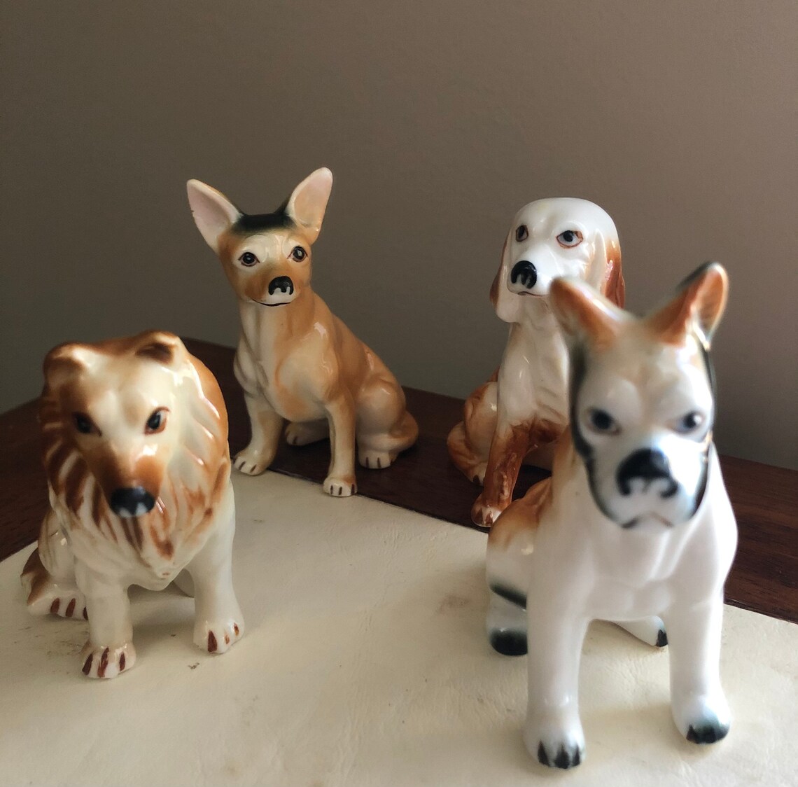 Set of 4 vintage porcelain dog figurines | Etsy