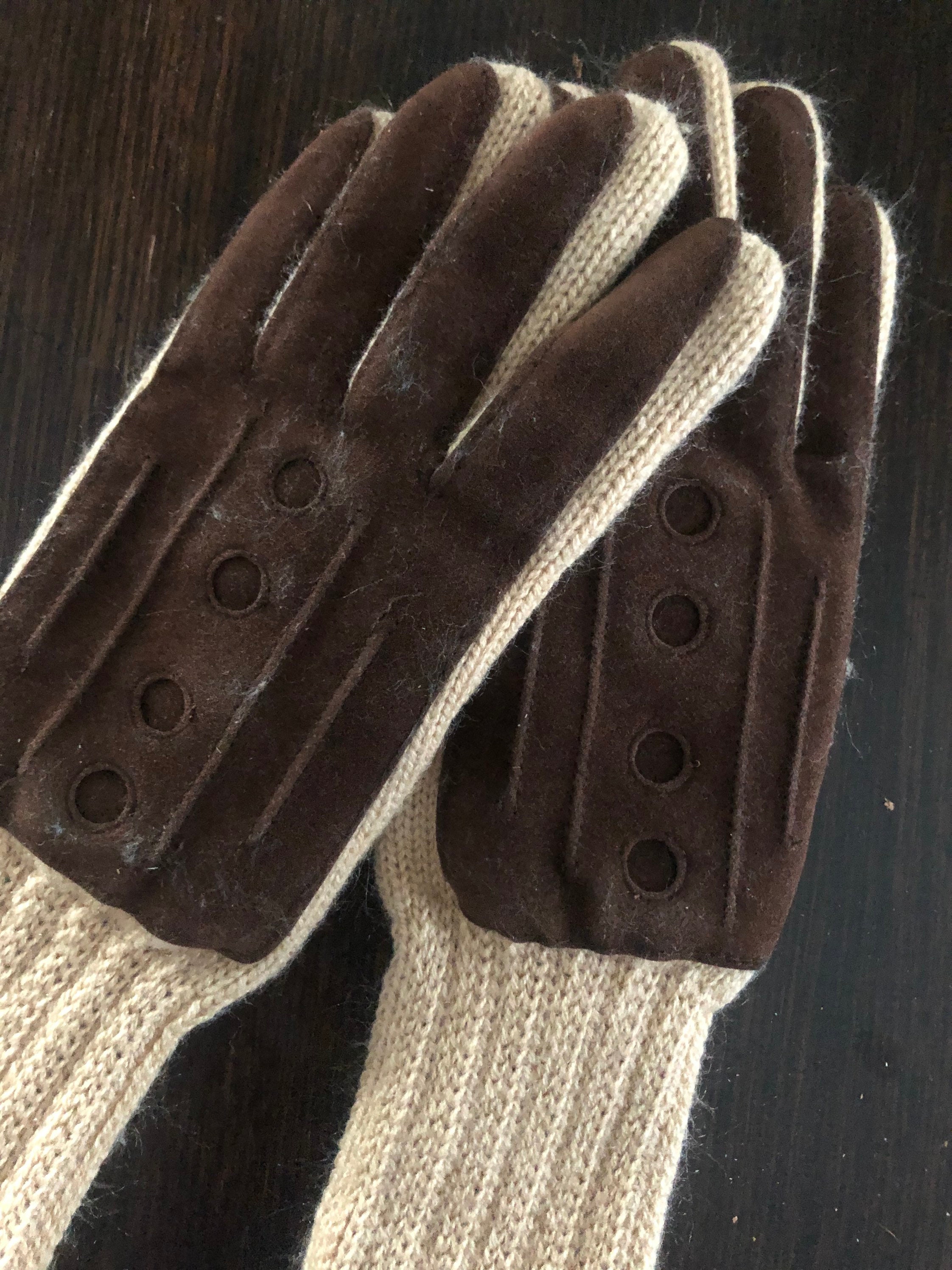Brown vintage winter gloves womens size large Etsy