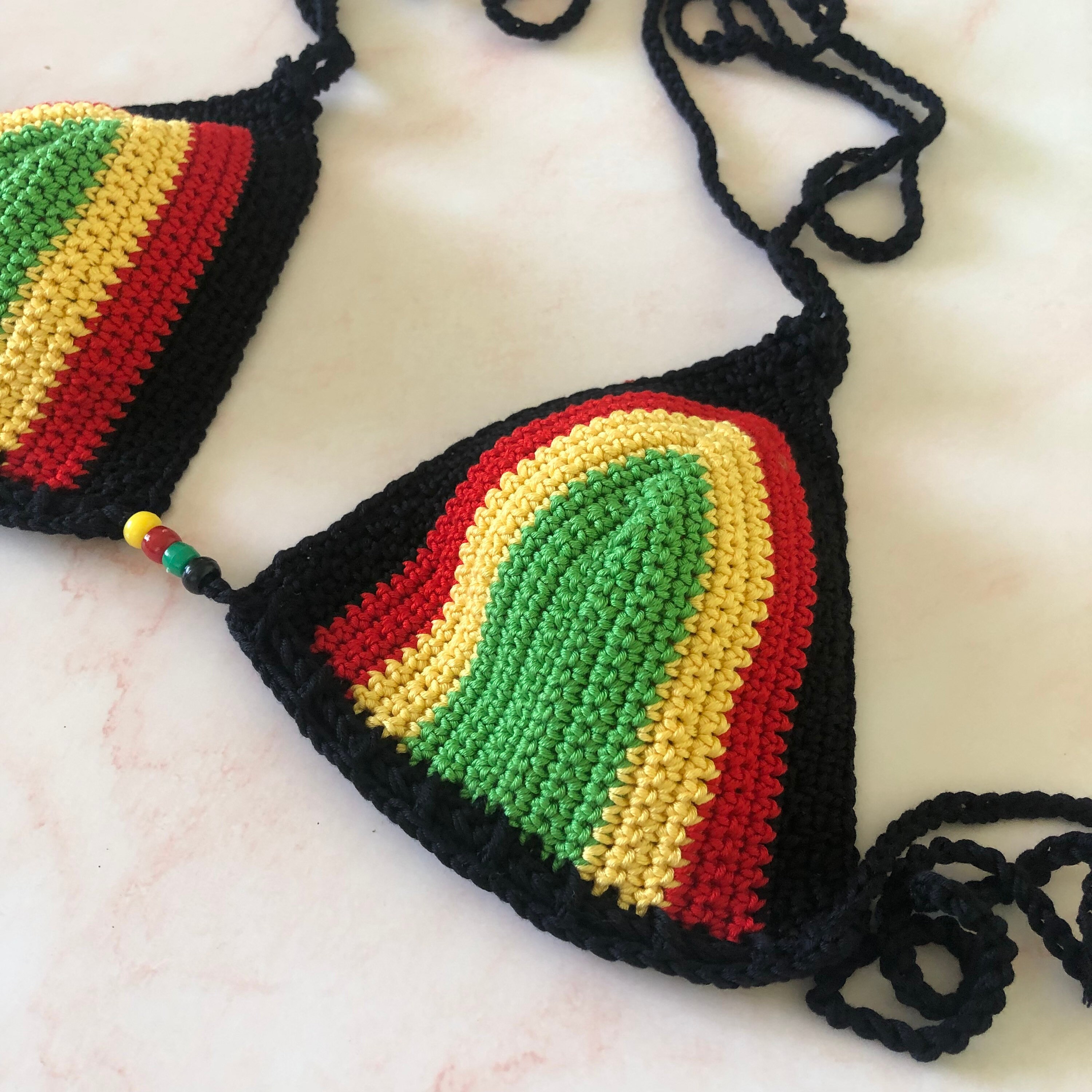 Bikini Crochet Swimwear, Jamaican Bikini, Crochet Summer Top, Bikini Beach Bra, Reggae Bikini