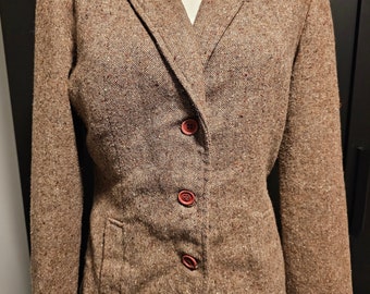 Blazer en tweed brun Pulse dames Enola Holmes vintage des années 1980