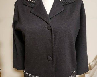 1950s Butte Knit grey wool vintage cropped cardigan