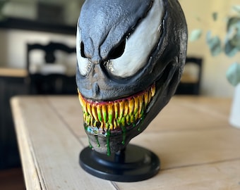 Symbiote Black Venom Mask: Adult Size with Stand