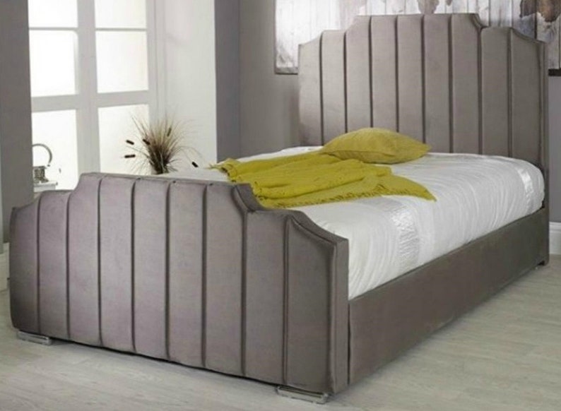 Art Deco Bed Frame Available in 4ft6, 5ft, 6ft Choose Fabric and Colour