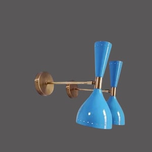 1950s Italian Wall Sconces – Mid Century Modern Light Fixture Pair – Brass Wall Lamps