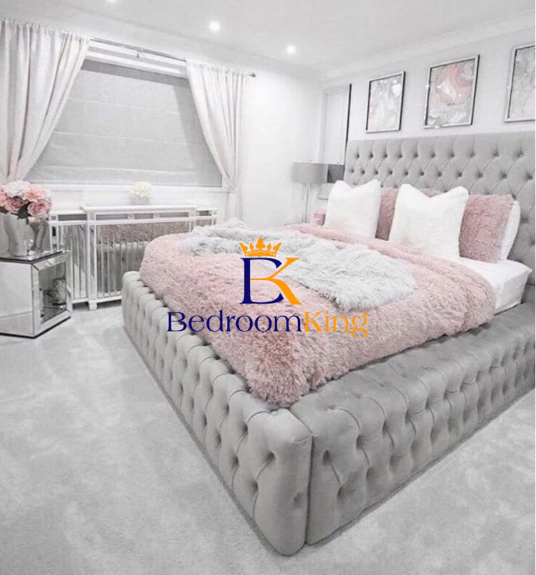 Harold Mini Ambassador Buttoned Bed Frame Available in Double King