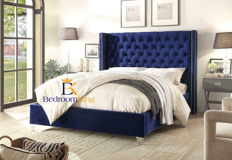 Archer Wingback Studded Chesterfield Bed Frame available in Etsy