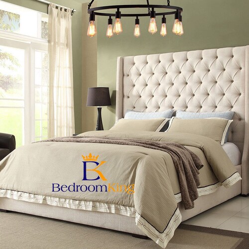 CHESTERFIELD WINGBACK Fabric Bed Single, Double, King And Super King