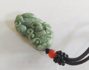 Feng shui Green Jade pixiu pendant. Hand carved 100% Green Jade Pixiu pendant. Original color no dyeing and high quality Jade pendant.