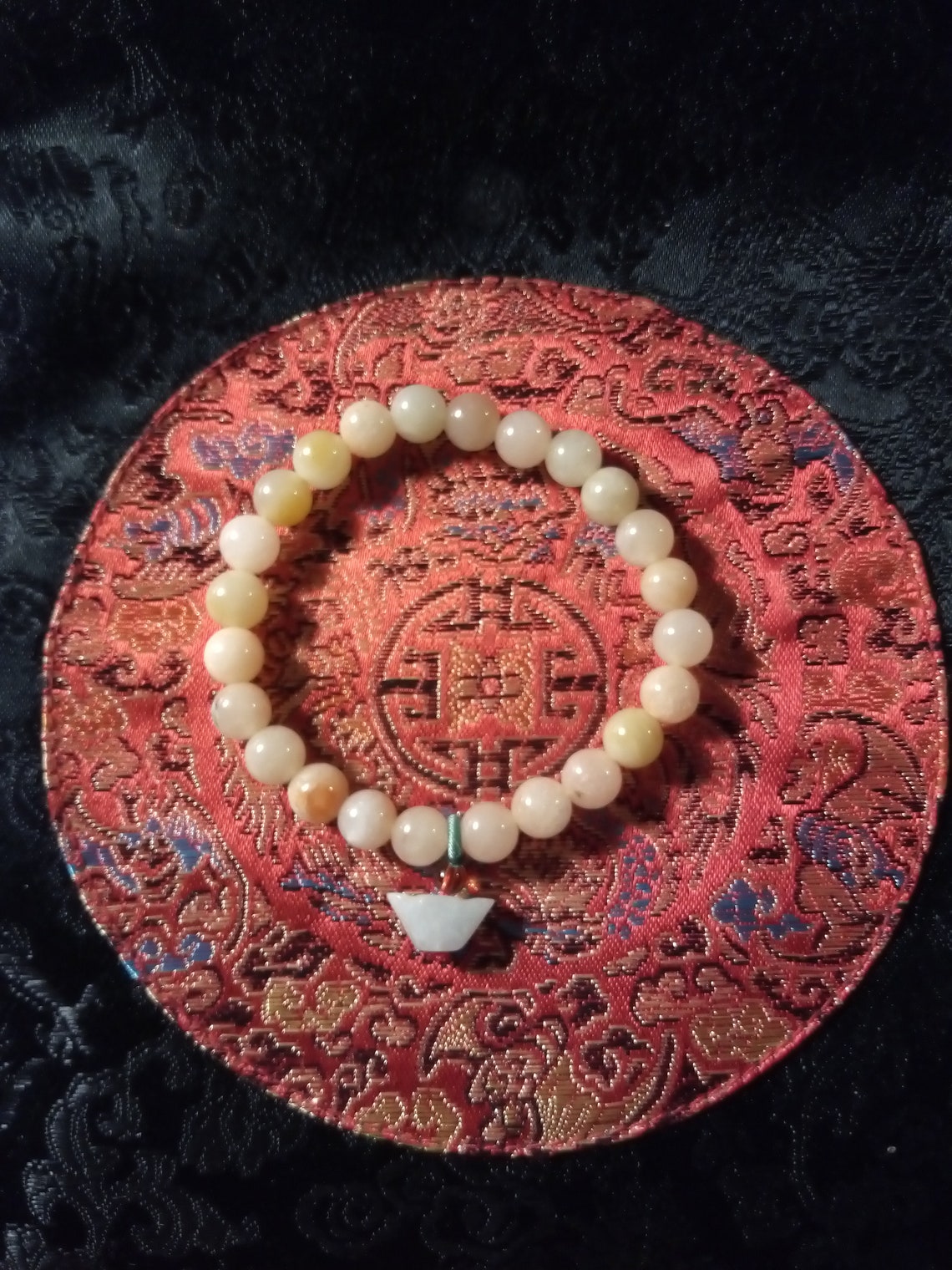 100 orange Jade Feng Shui Bracelet. Beautiful design with Etsy